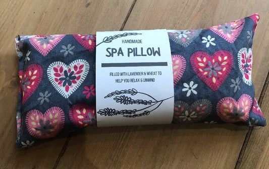 Miss Pretty London Skincare Grey Hearts Print Handmade Heatable Lavender and Wheat Spa Pillow