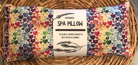 Miss Pretty London Skincare Multicoloured Hearts Print Handmade Heatable Lavender and Wheat Spa Pillow