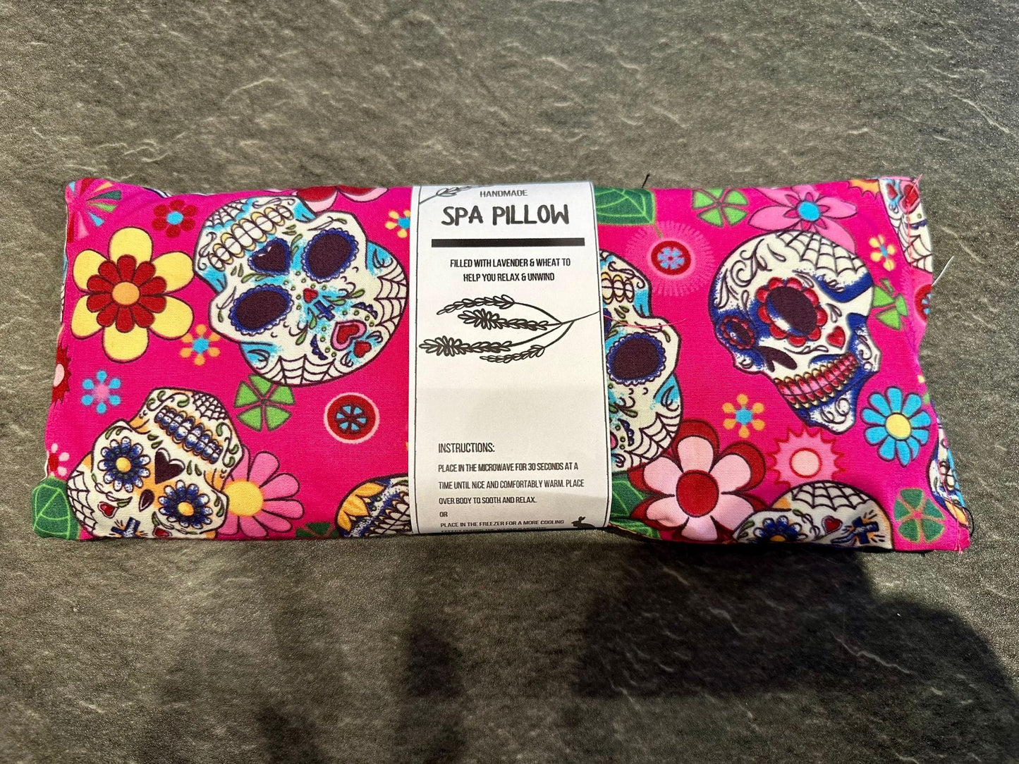 Miss Pretty London Skincare Pink Mexican Skulls Print Heatable Lavender and Wheat Spa Pillow