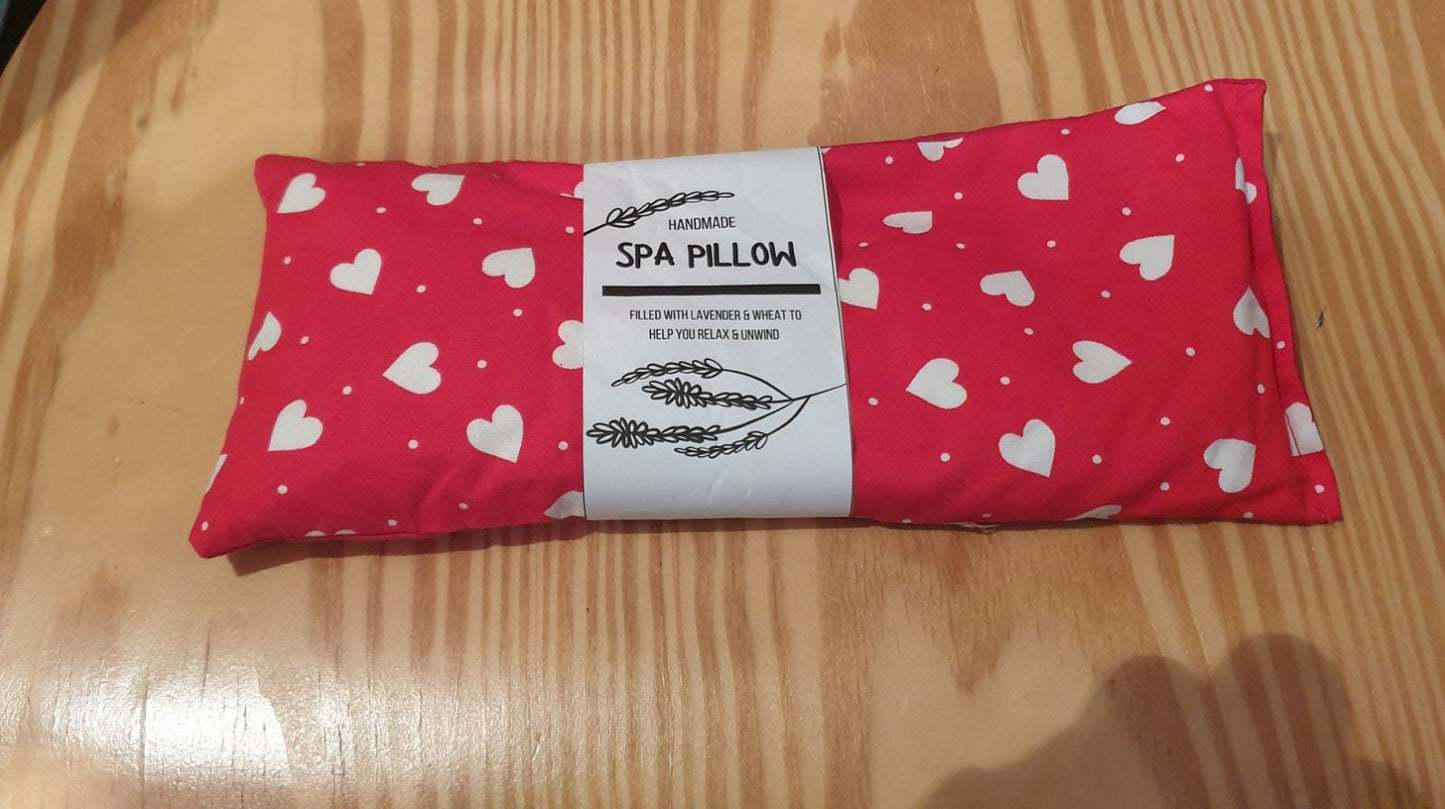 Miss Pretty London Skincare Red Hearts Print Handmade Heatable Lavender and Wheat Spa Pillow