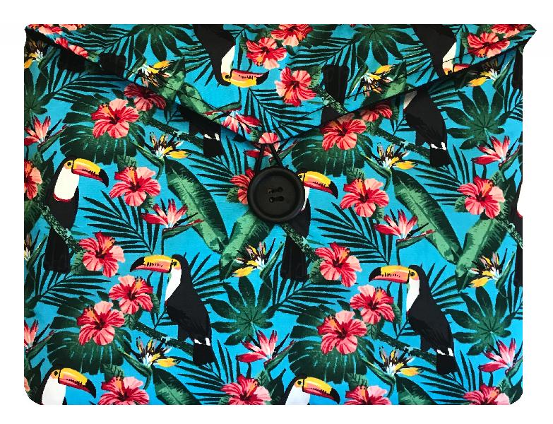 Miss Pretty London Tablet Cases Aqua Blue Tiki Toucan Print Tablet Bag