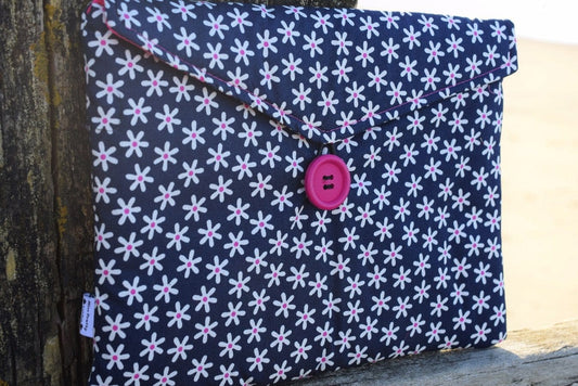 Miss Pretty London Tablet Cases Navy Daisy Print Tablet Bag