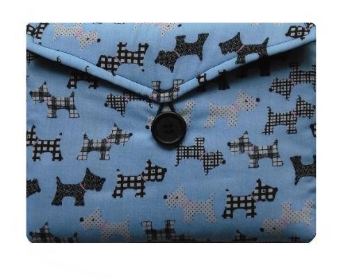 Miss Pretty London Tablet Cases Pale Blue Scottie Dogs Print Tablet Bag