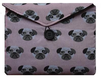 Miss Pretty London Tablet Cases Pale Pink Pugs Print Tablet Bag