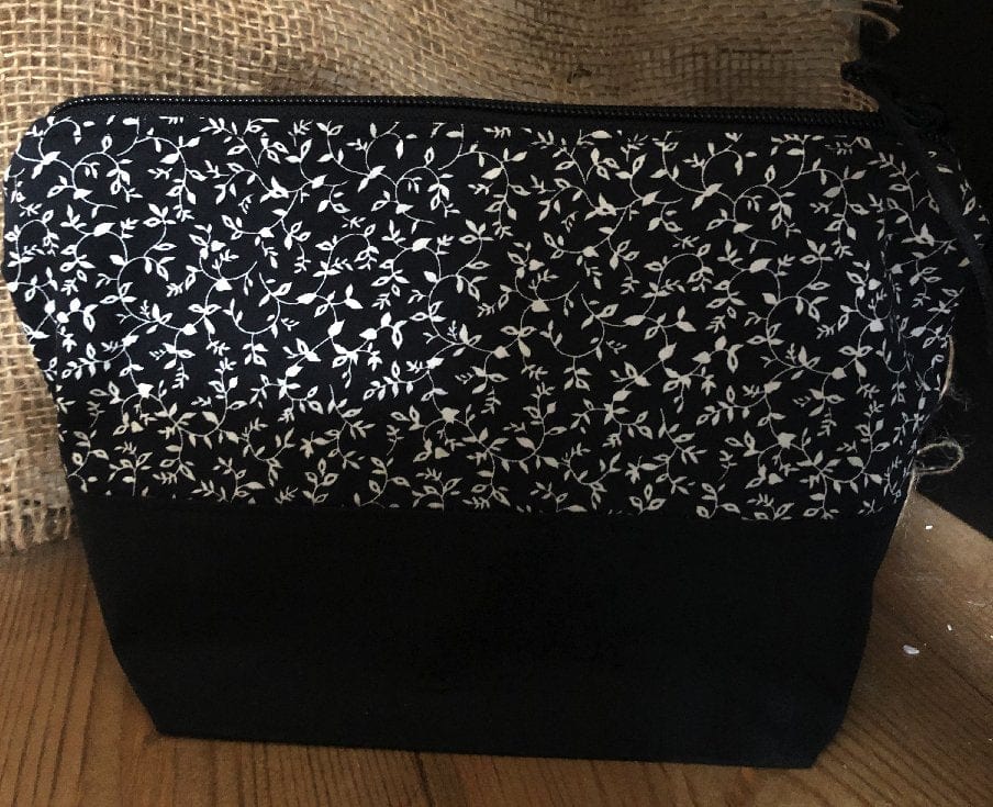 Miss Pretty London Toiletry Bags Handmade Cotton Toiletry Makeup Bag - Black Flowers