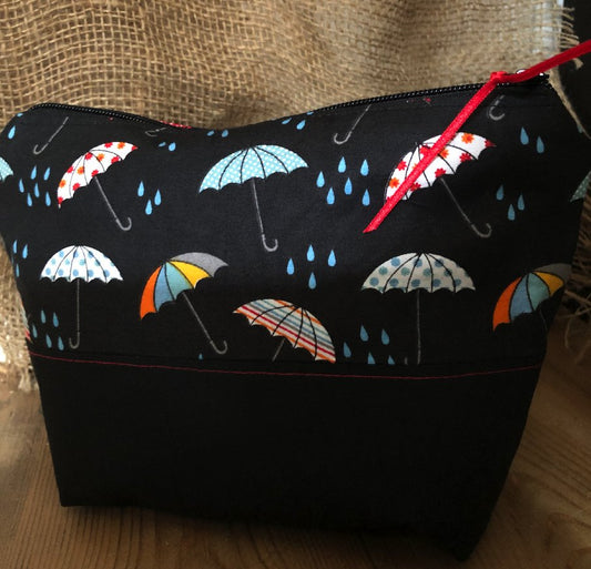 Miss Pretty London Toiletry Bags Handmade Cotton Toiletry Makeup Bag - Rainy Days