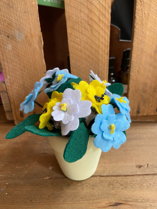 Miss Pretty London UK Limited Felt Flowers Handmade Wild Flowers Flower Pot - Blue