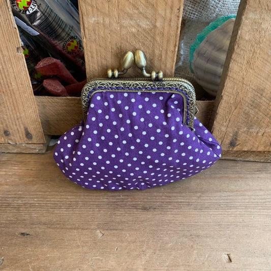 Miss Pretty London Wallets & Purses Mini Purple Polka Dot Print Coin Purse