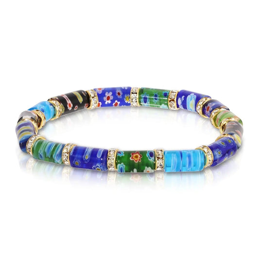 My Fun Colours Bracelets Millefiori Faceted Glass Stretch Bracelet - MU8602