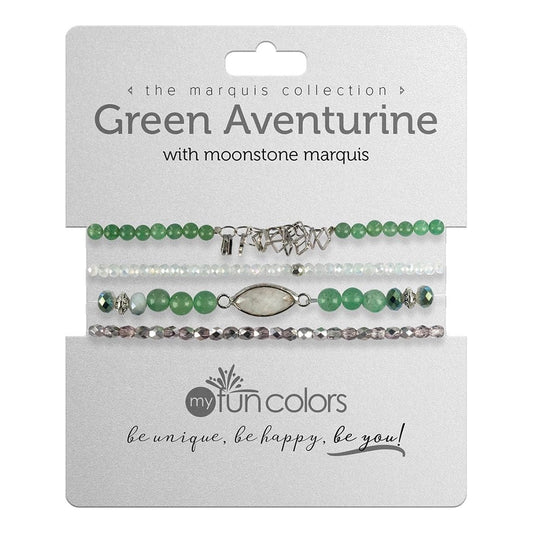 My Fun Colours Bracelets MR1222S-Gemstone Bracelet Set - Green Aventurine & Moonstone