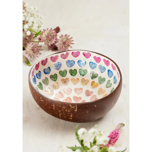 namaste Bowls Coconut Bowl, Shell Rainbow Heart -BW11