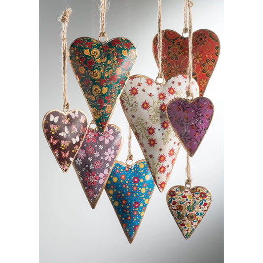 namaste Hanging Decorations Medium Floral Design Metal Hanging Heart - HRT67