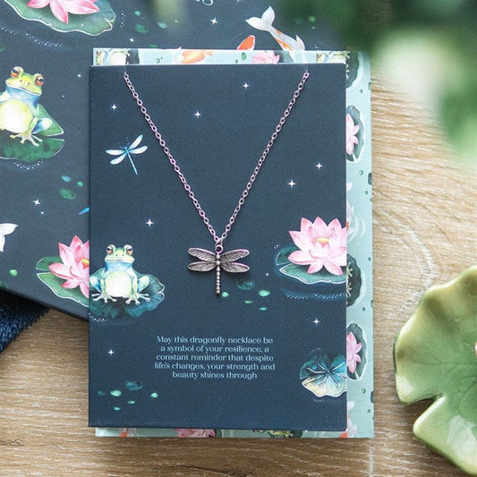 Jones Home & Gift Necklaces DRAGONFLY NECKLACE ON GREETING CARD