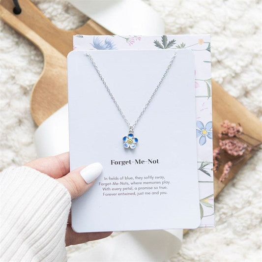 Sasse & Belle Necklaces FORGET-ME-NOT FLOWER NECKLACE ON GREETING CARD