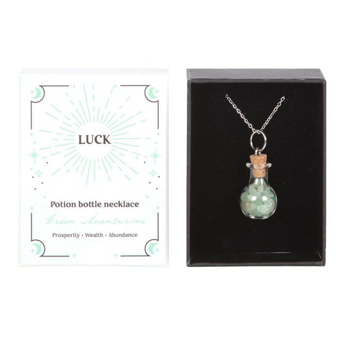 Jones Home & Gift Necklaces Luck Green Aventurine Crystal Chip Potion Bottle Necklace