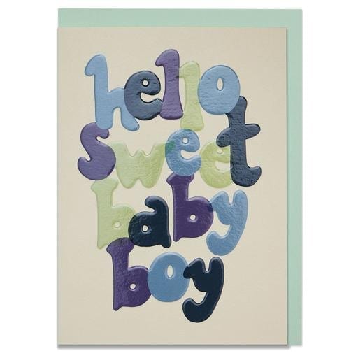 Raspberry Blossom Cards Bold, hand lettered new baby boy card with luxury finish Greeting Card - GDV47