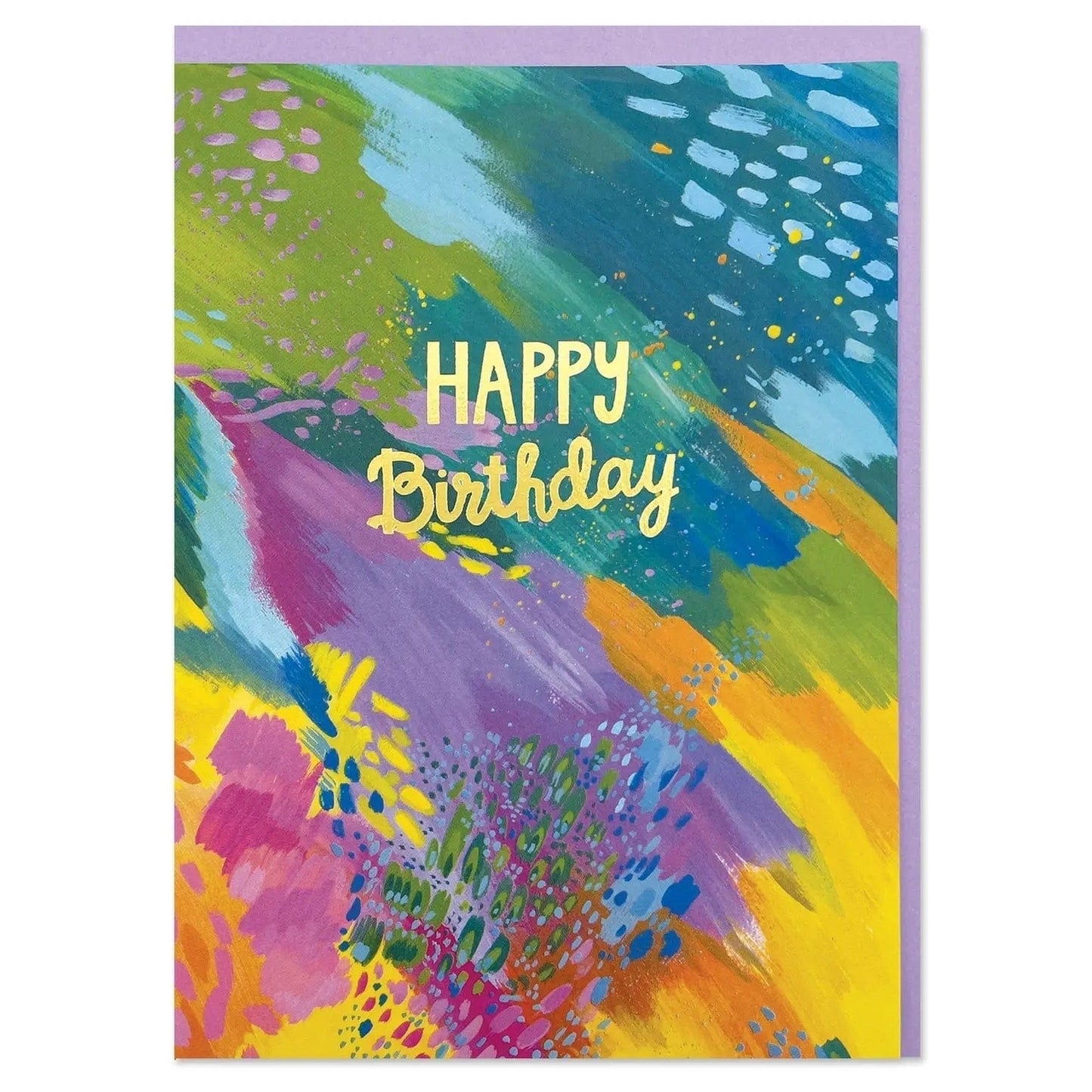 Raspberry Blossom Cards Happy Birthday' colourful painterly Greeting Card - CAN026