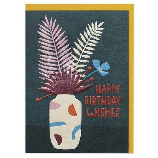 Raspberry Blossom Cards Happy Birthday Wishes' contemporary floral Birthday Greeting Card - REF01