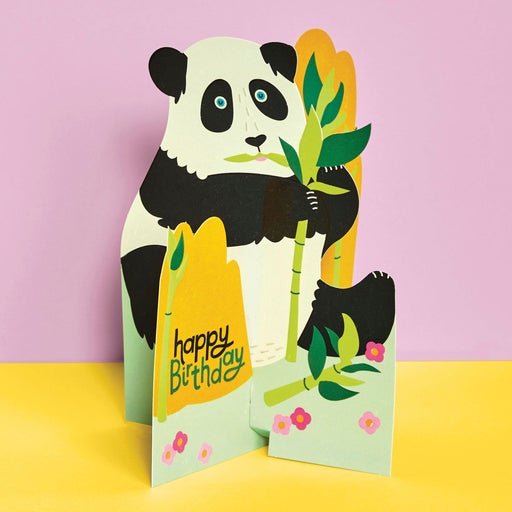 Raspberry Blossom Notebooks Happy Birthday' 3D Fold-out Panda Birthday Greeting Card - TRS25