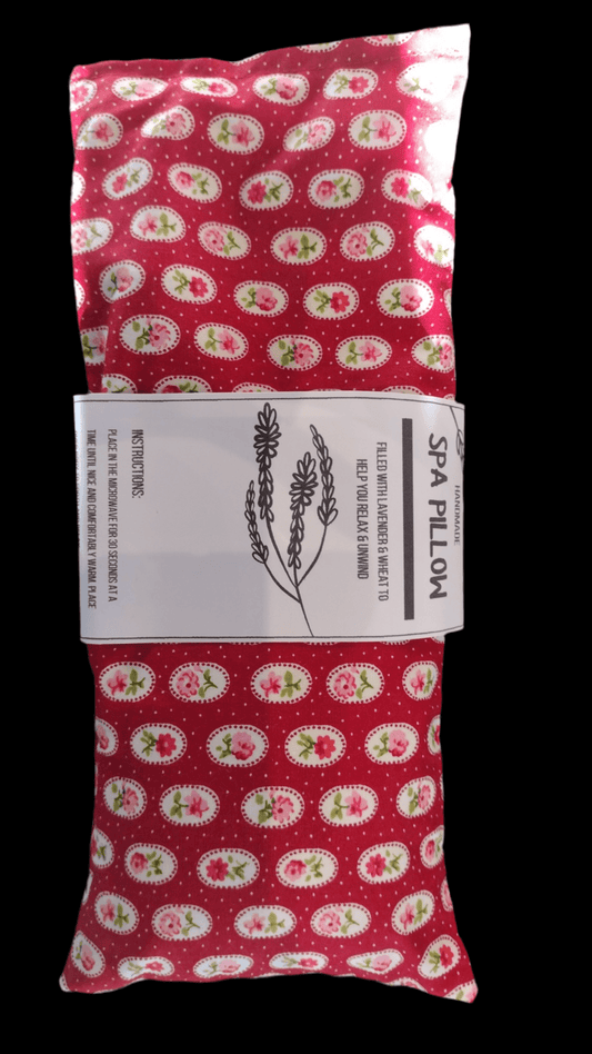 The Hare and the Moon skincare Red Flower Print Heatable Lavender and Wheat Spa Pillow