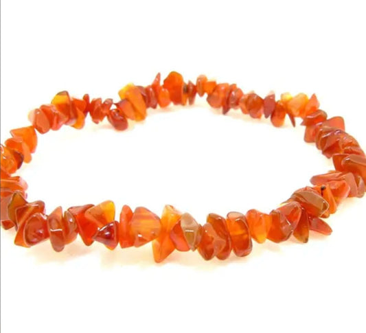 The Hare and The Moon Bracelets Carnelian Chip Bracelet - Stone of Warmth and Energy - CBA19