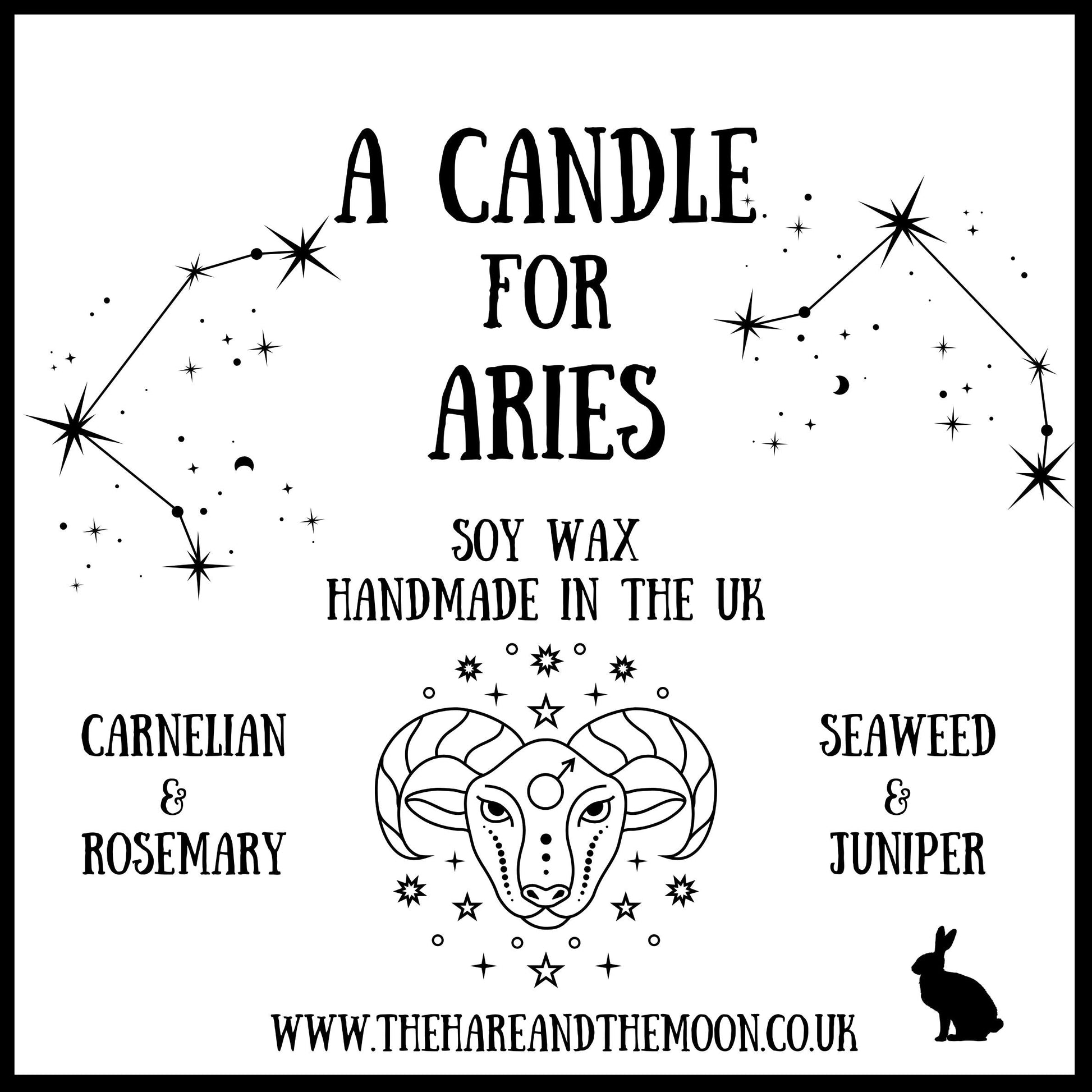 The Hare and the Moon Candles & Accessoires Handmade Aries Zodiac Crystal Chip Candle