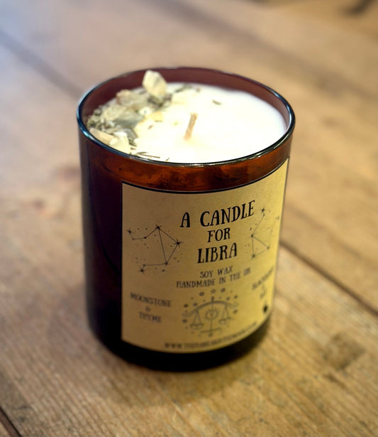 The Hare and the Moon Candles & Accessoires Handmade Libra Zodiac Crystal Chip Candle