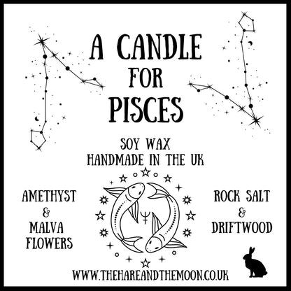 The Hare and the Moon Candles & Accessoires Handmade Pisces Zodiac Crystal Chip Candle