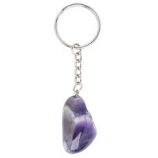 The Hare and The Moon Crystals Amethyst Tumble Stone Keyring - Stone of Healing and Beauty - KR14