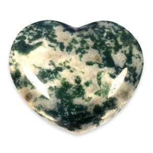 The Hare And The Moon Crystals Green Moss Agate Heart Stone - The Stone of Life - HT1