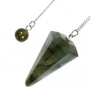 The Hare and The Moon Crystals Labradorite Faceted Cone Pendulum - Stone of Psychic Discoveries