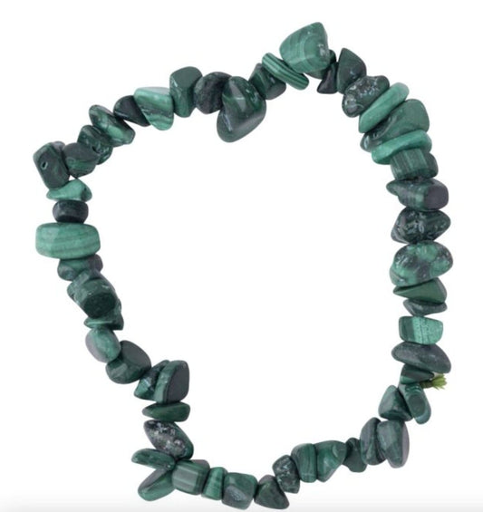 The Hare and The Moon Crystals Malachite Chip Bracelet  - CB222