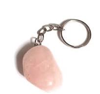 The Hare and The Moon Crystals Rose Quartz Keyrings  - Stone of Love and the Heart  - KR9