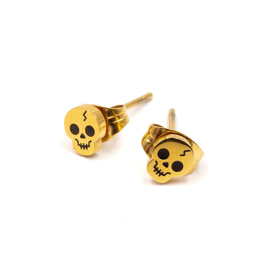 These Are Things Earrings Gold Skull Micro Stud Earrings - TATH6