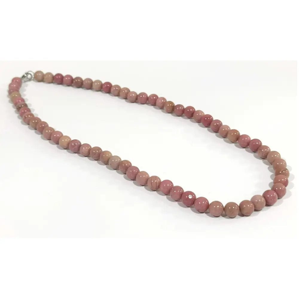 Wise Skies Necklaces Rhodonite Authentic Real Crystal Stone Beaded Necklace 8mm - CS1248