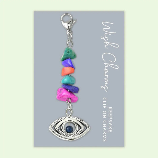 Wish Strings Keyrings Lucky Eye - Wish Charms - Keepsake Clip On Charm with Gemstones - WCC016