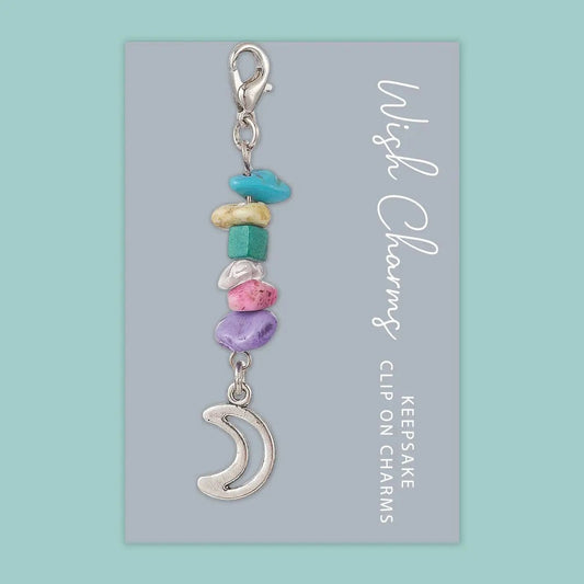 Wish Strings Keyrings Moon - Wish Charms - Keepsake Clip On Charm with Gemstones - WCC012