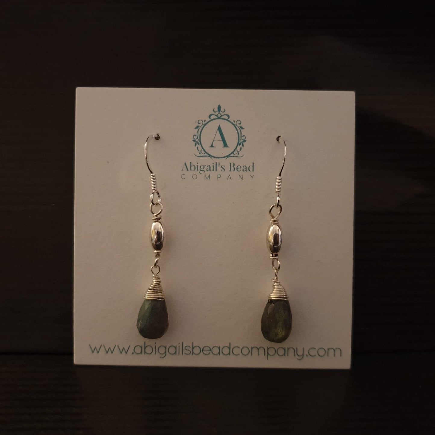 Abigails Bead Company Earrings Wire Wrapped Labradorite & Sterling Silver 925 Earrings - AE176