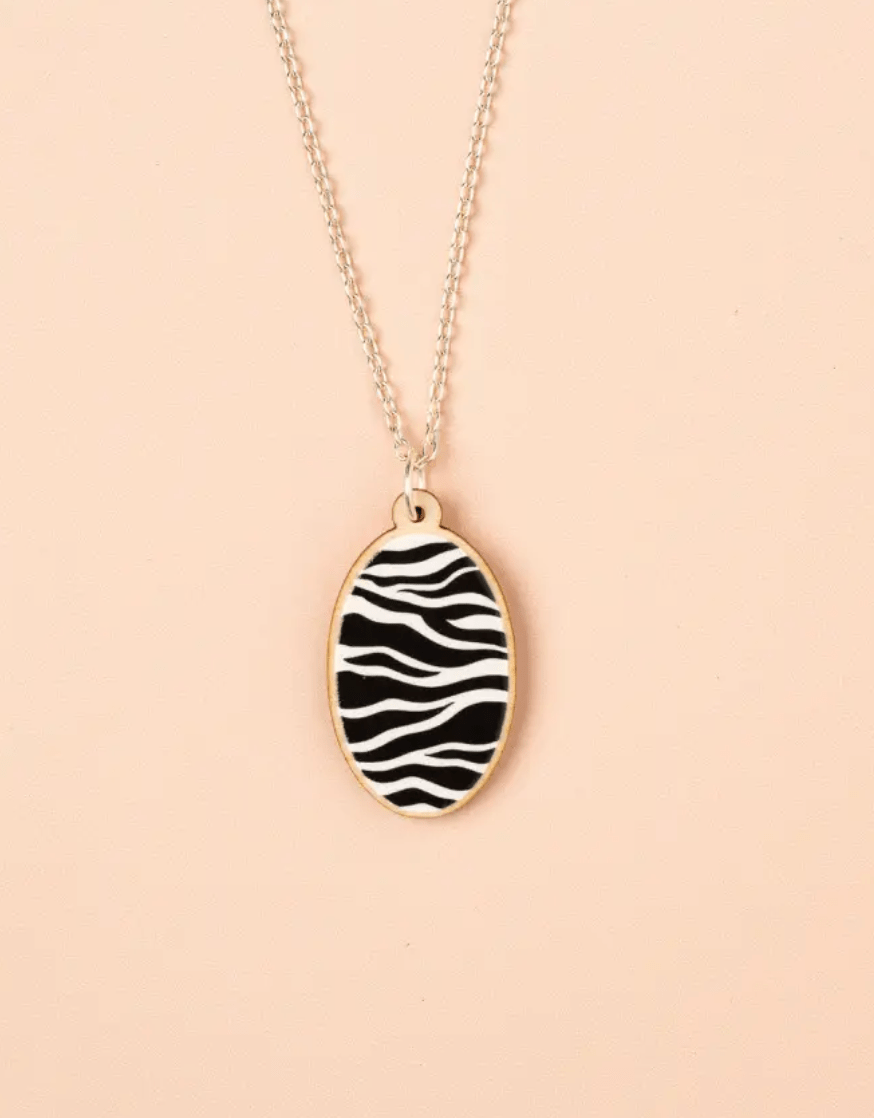 Ivy and Ginger Necklaces Zebra Oval Necklace - GN138