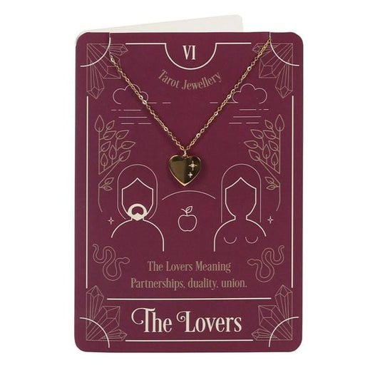 Jones Home & Gift Necklaces THE LOVERS TAROT NECKLACE ON GREETING CARD - TAR2