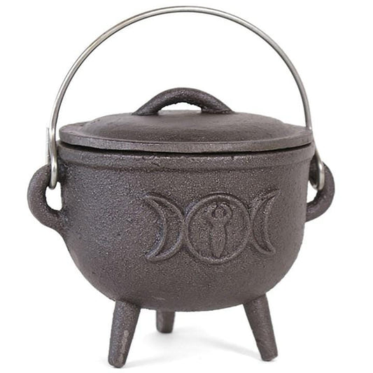 Jones Home & Gift Spiritual 19cm Cast Iron Cauldron With Triple Moon