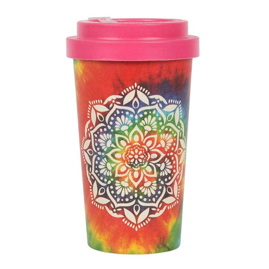 Jones Home & Gift Travel Cups TIE DYE MANDALA BAMBOO ECO TRAVEL MUG