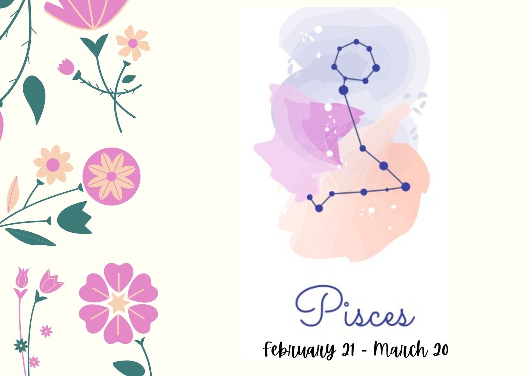 Miss Pretty London Cards Pisces Star Sign Postcard