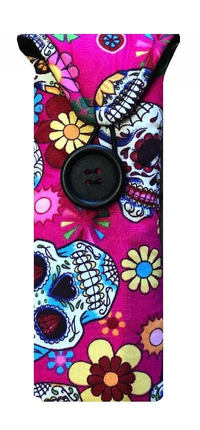 Miss Pretty London Glasses Cases Pink Mexican Skulls Print Glasses Case