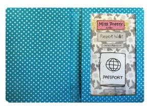 Miss Pretty London Passport Wallets Powder Blue Polka Dot Print Passport Wallet