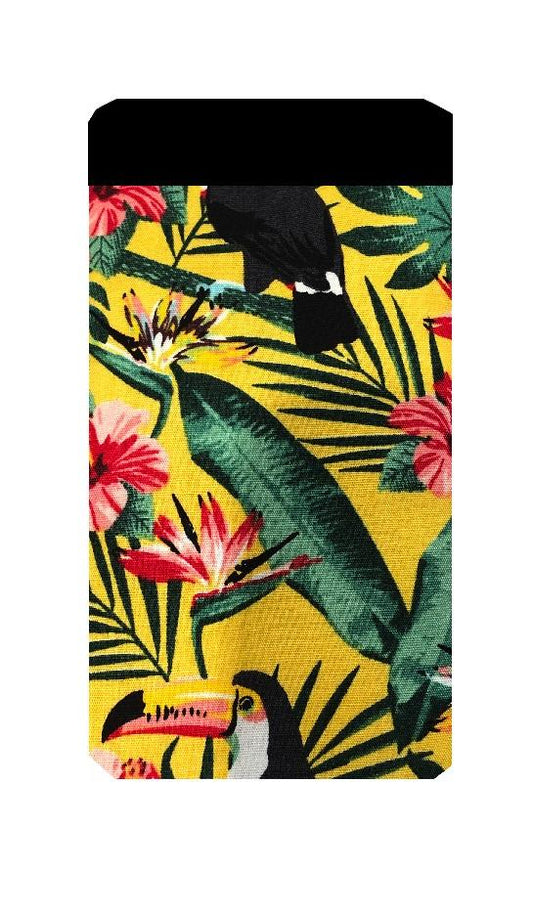 Miss Pretty London Phone Socks Yellow Toucan Print Mobile Phone Sock Pouch