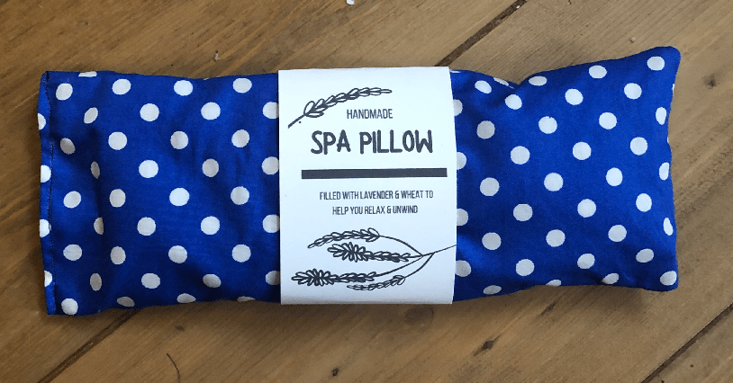 Miss Pretty London Skincare Royal Blue Polka Dot Print Handmade Heatable Lavender and Wheat Spa Pillow