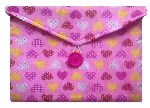 Miss Pretty London Tablet Cases Pink Hearts Print Tablet Bag