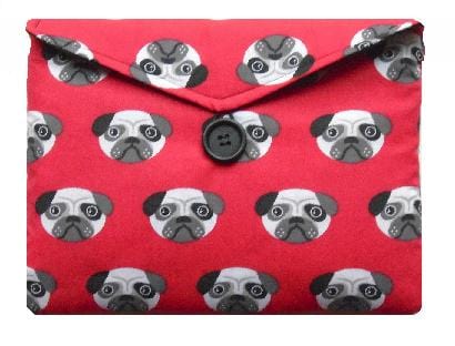 Miss Pretty London Tablet Cases Red Pugs Print Tablet Bag