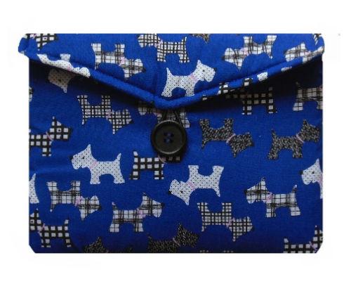 Miss Pretty London Tablet Cases Royal Blue Scottie Dogs Print Tablet Bag